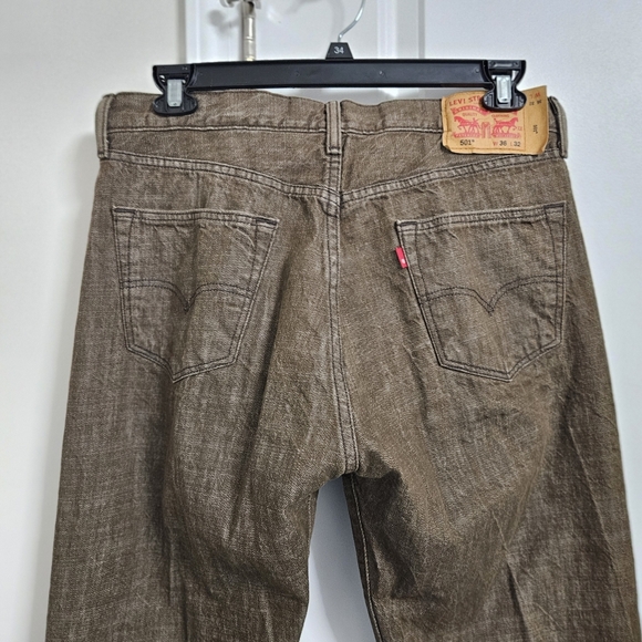 Levi's 501 White Oak Cone Denim Straight Jeans Men's 36x32 (34x29.5) Brown EUC - Picture 13 of 13